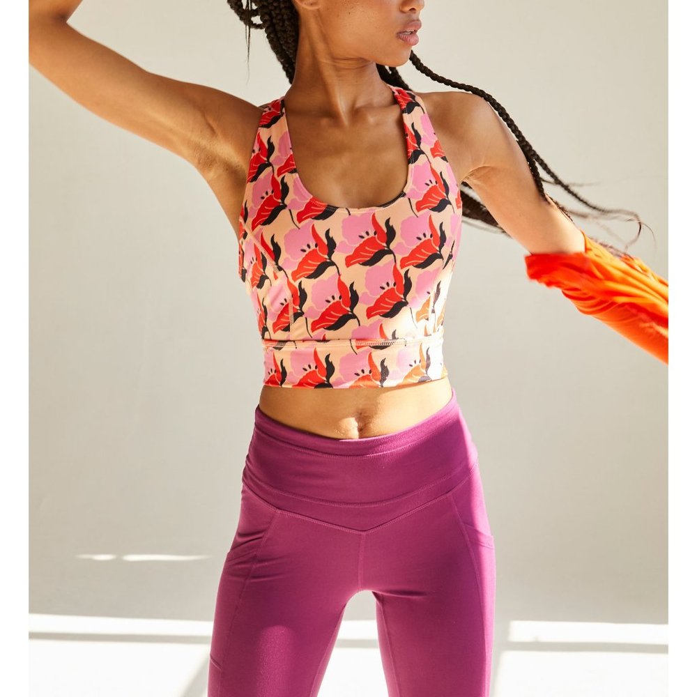 NWT FP Movement Ashford Printed Synergy Crop / Clementine Combo